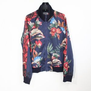 Pam & Gela Track Jacket NEW Women Small Bye Birdy Floral Coat
